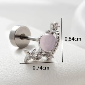 1 Piece Simple Series Classic Heart Titanium Steel Silver Color Zircon Women's Stud Earrings h5 